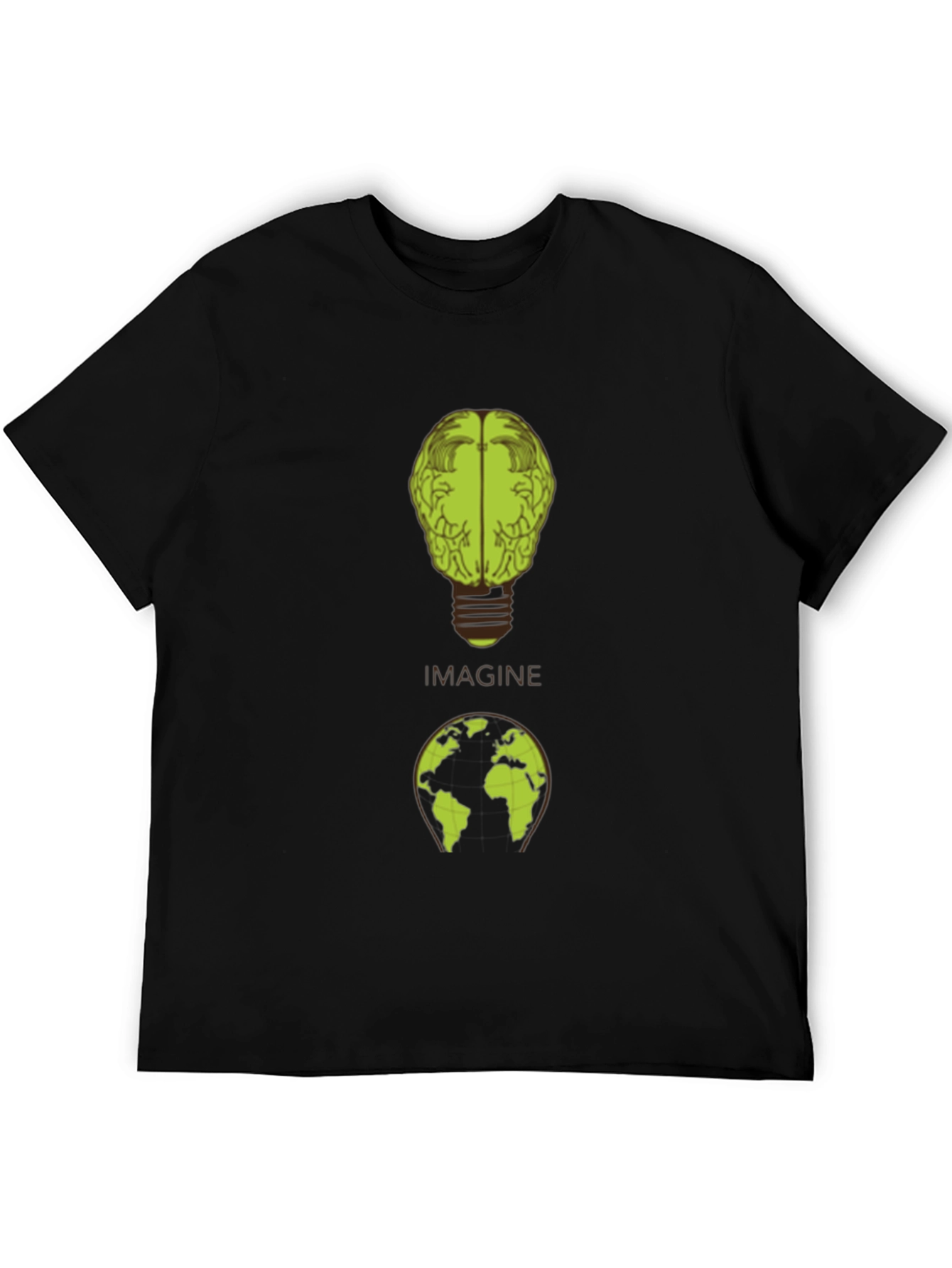 Imagine Brain Earth Graphic Black T-Shirt