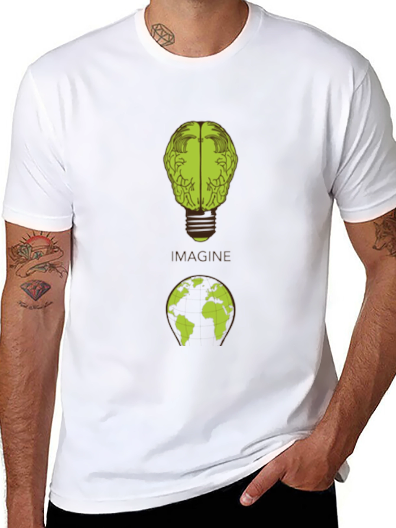 Imagine Brain Earth Graphic Black T-Shirt