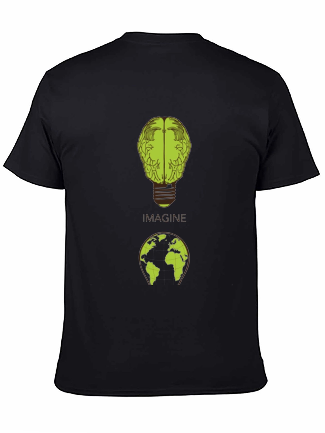 Imagine Brain Earth Graphic Black T-Shirt