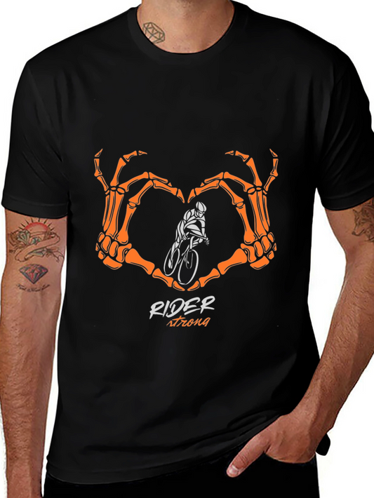 Rider Strong Skeleton Hands Heart T-Shirt