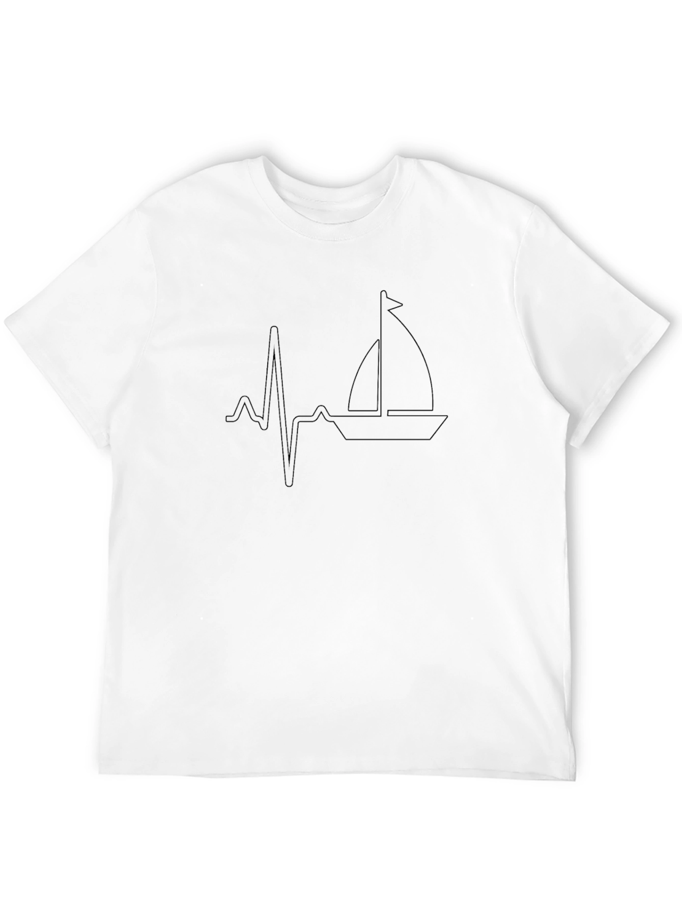 Sailboat Heartbeat Mens Black Graphic Tee