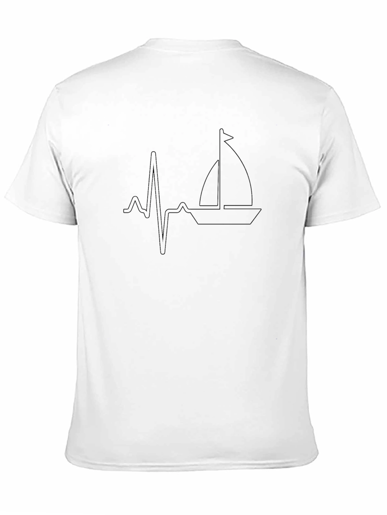 Sailboat Heartbeat Mens Black Graphic Tee