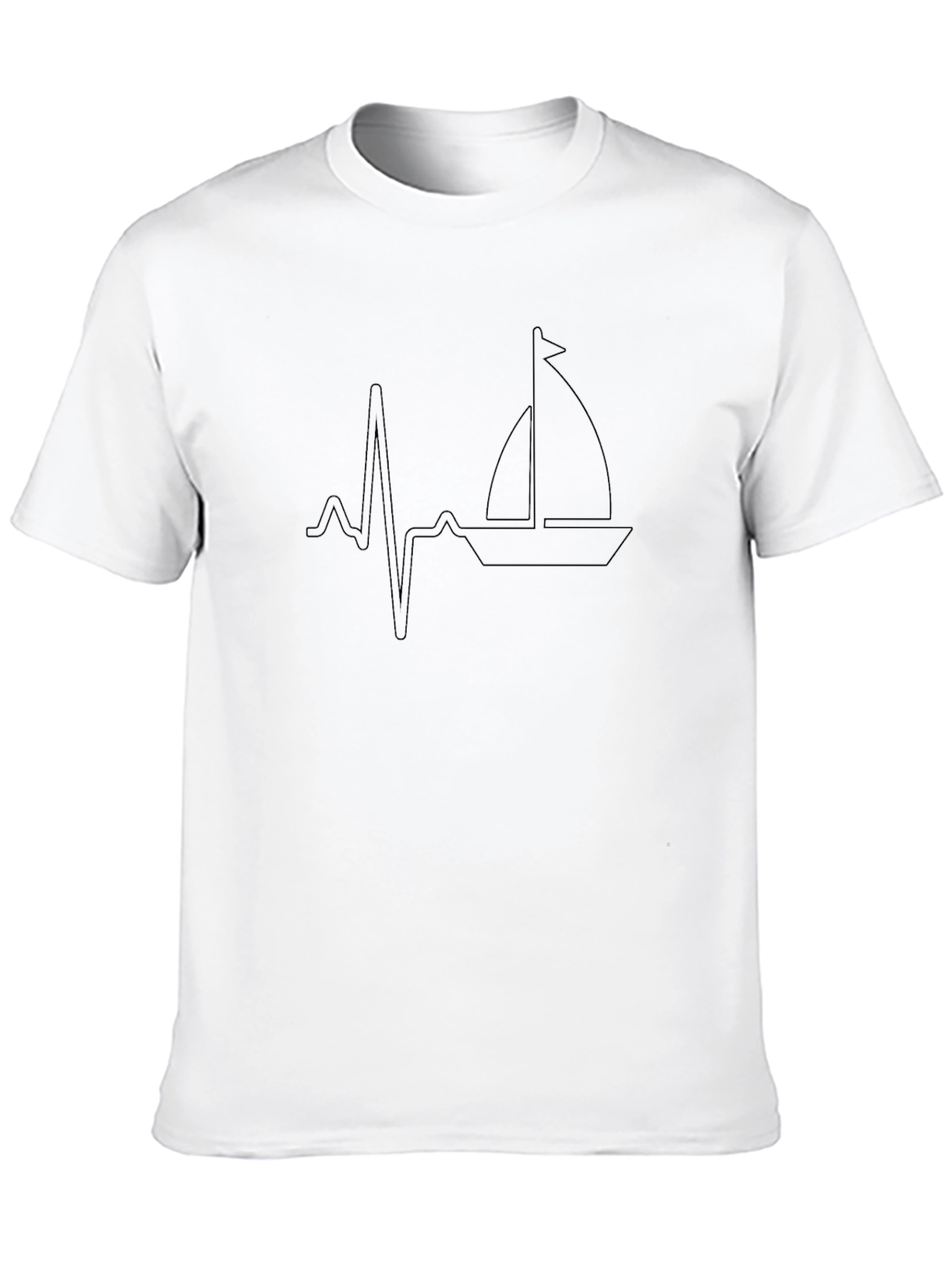 Sailboat Heartbeat Mens Black Graphic Tee