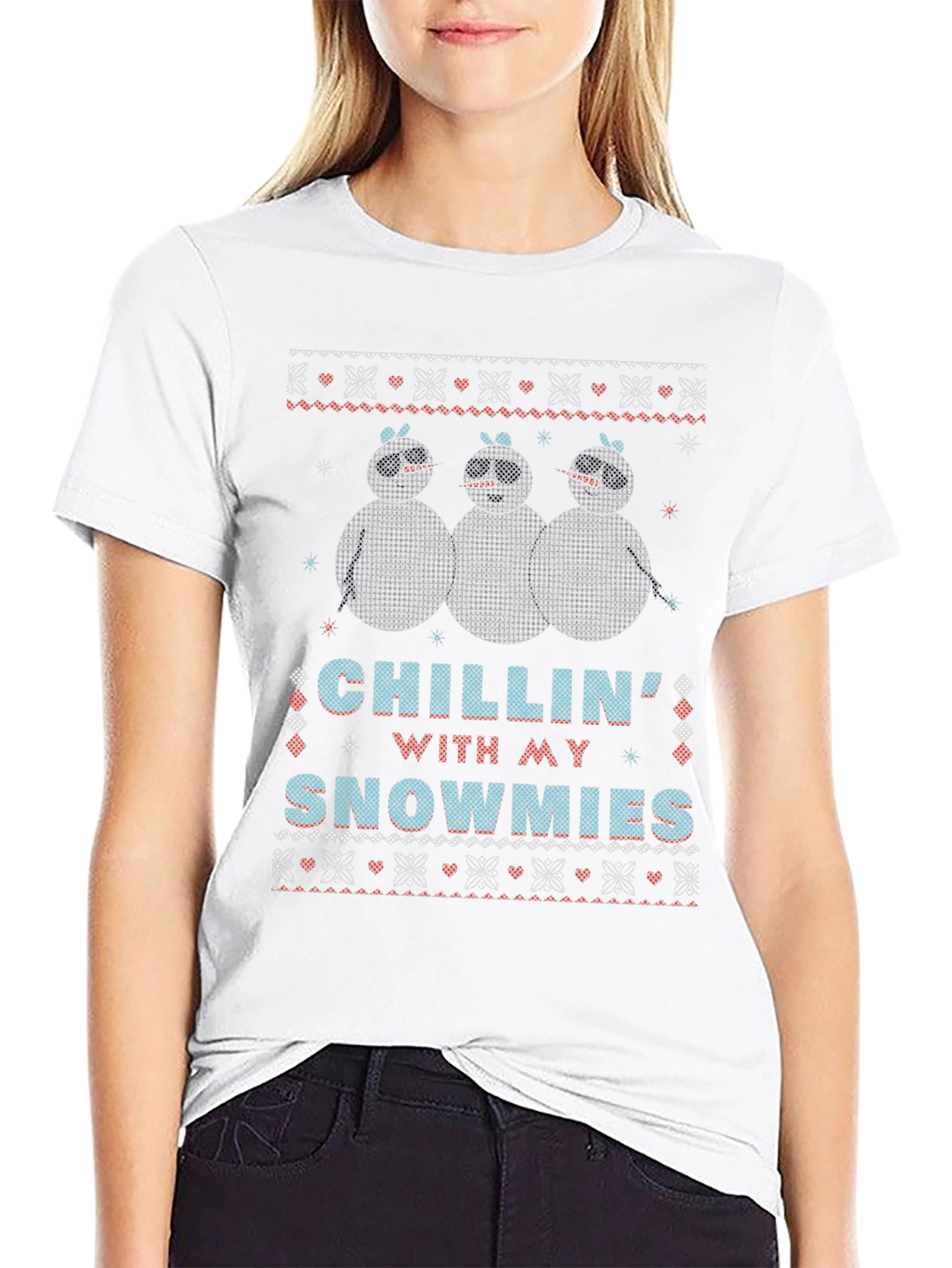 Chillin with my Snowmies Black Christmas T-Shirt
