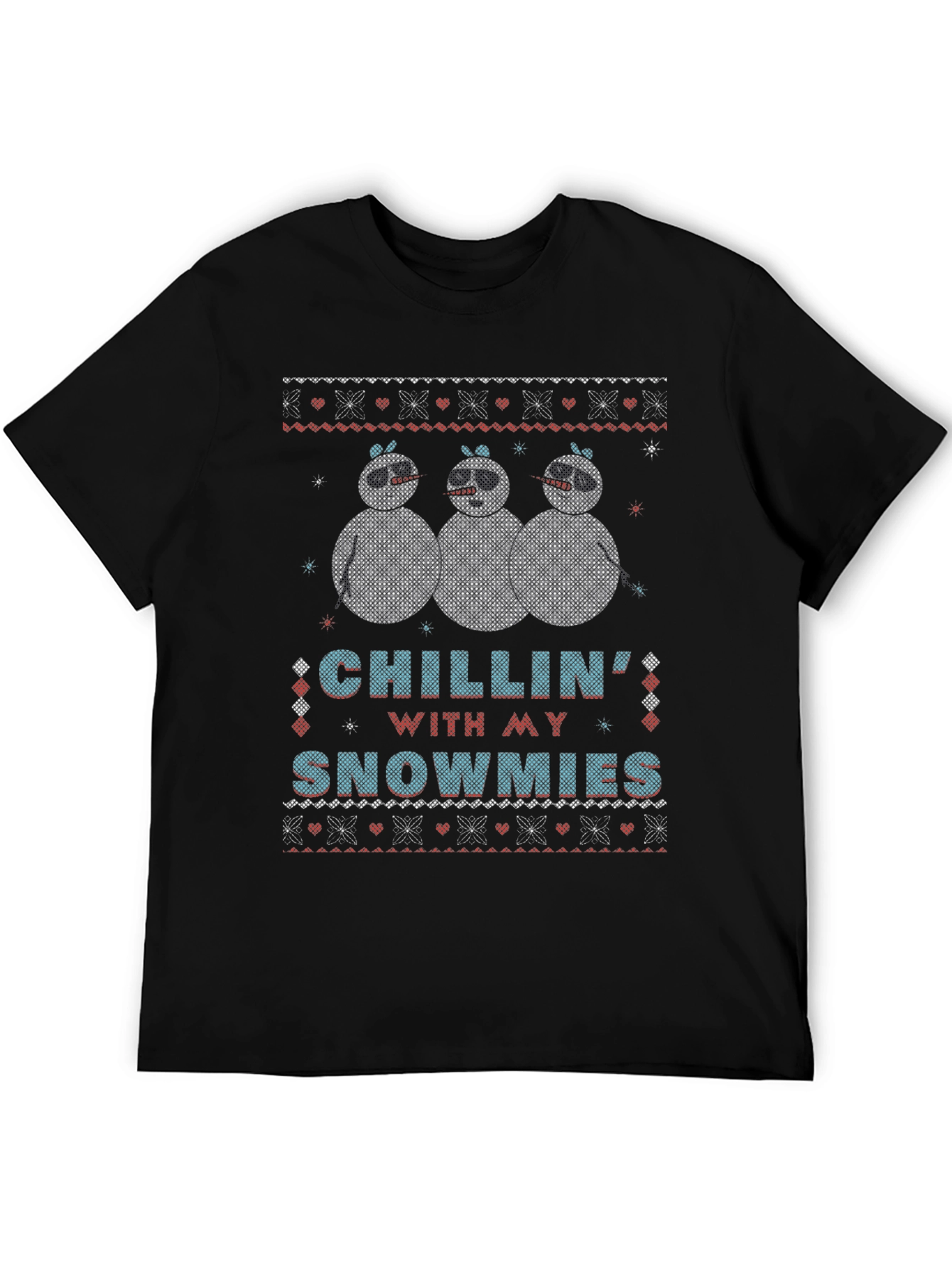 Chillin with my Snowmies Black Christmas T-Shirt