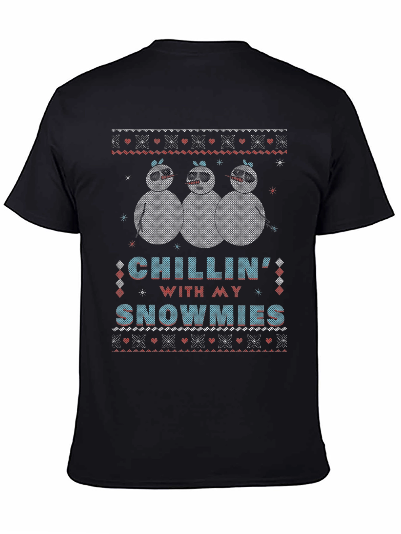 Chillin with my Snowmies Black Christmas T-Shirt
