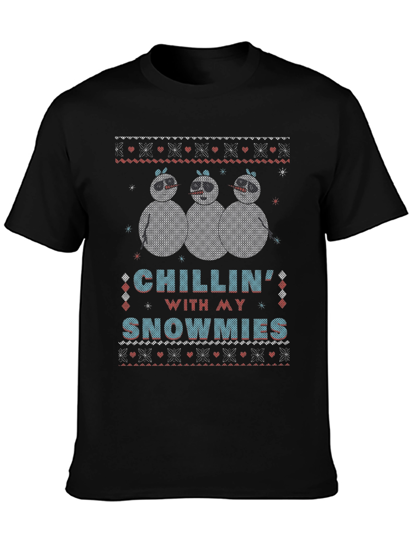 Chillin with my Snowmies Black Christmas T-Shirt