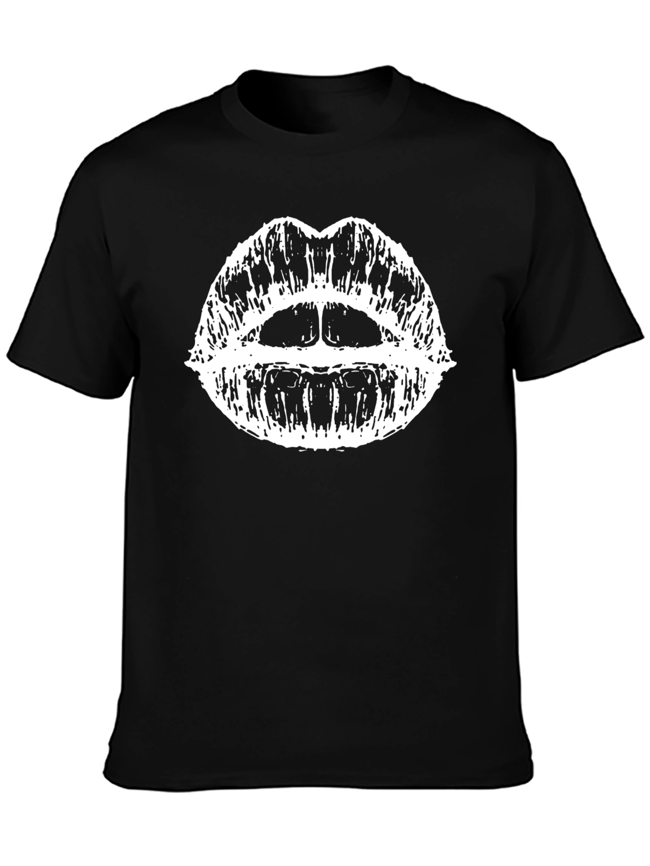Graphic Lips Print Black Tee