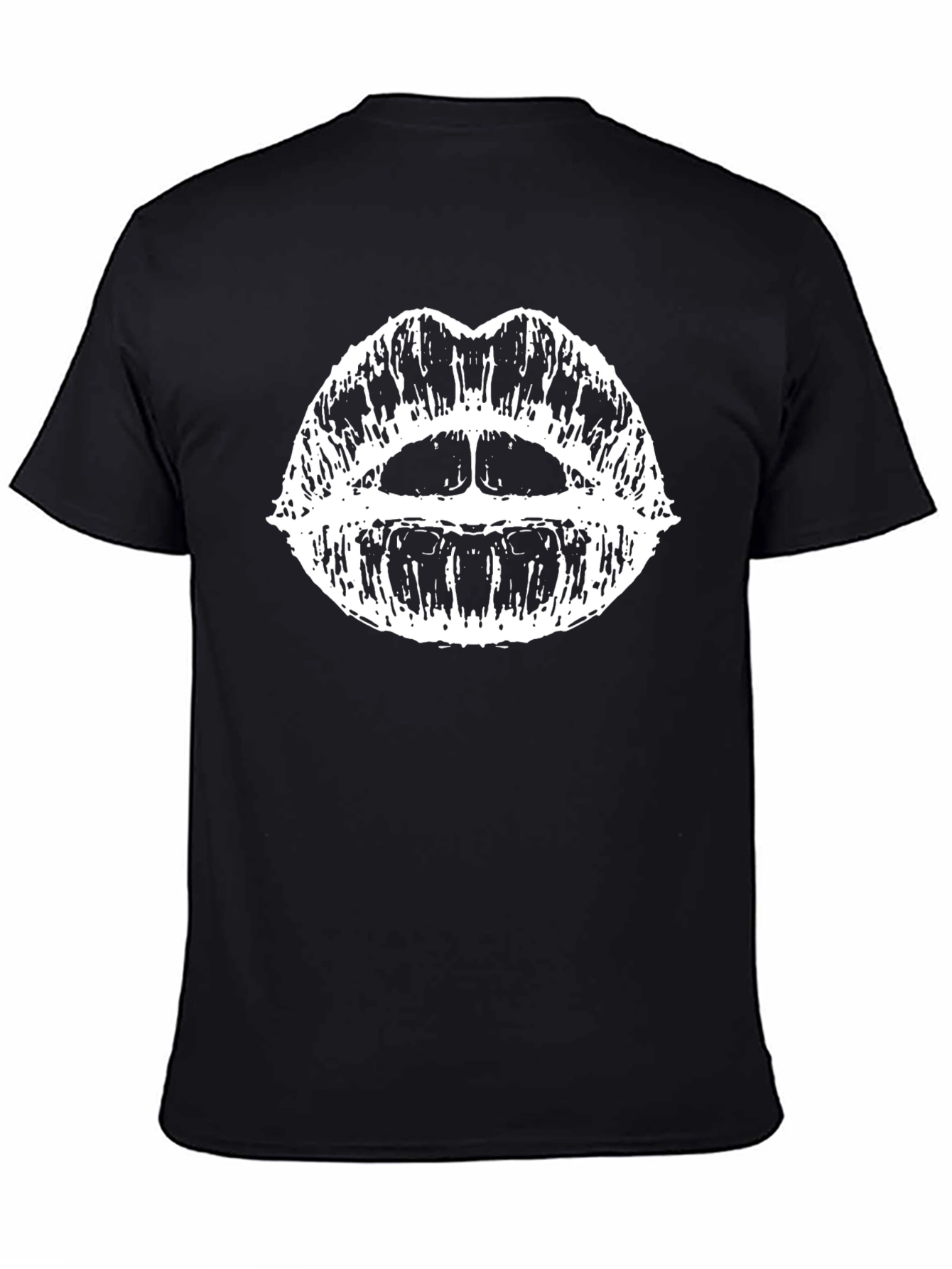 Graphic Lips Print Black Tee