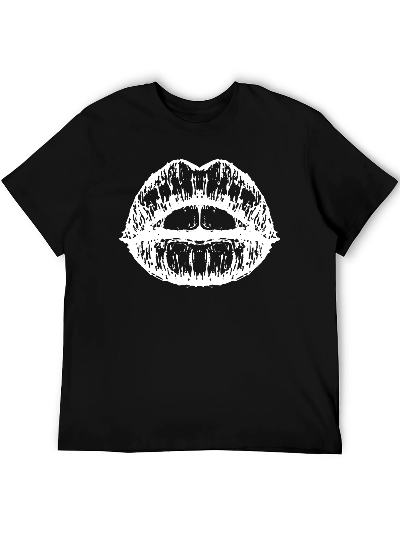 Graphic Lips Print Black Tee