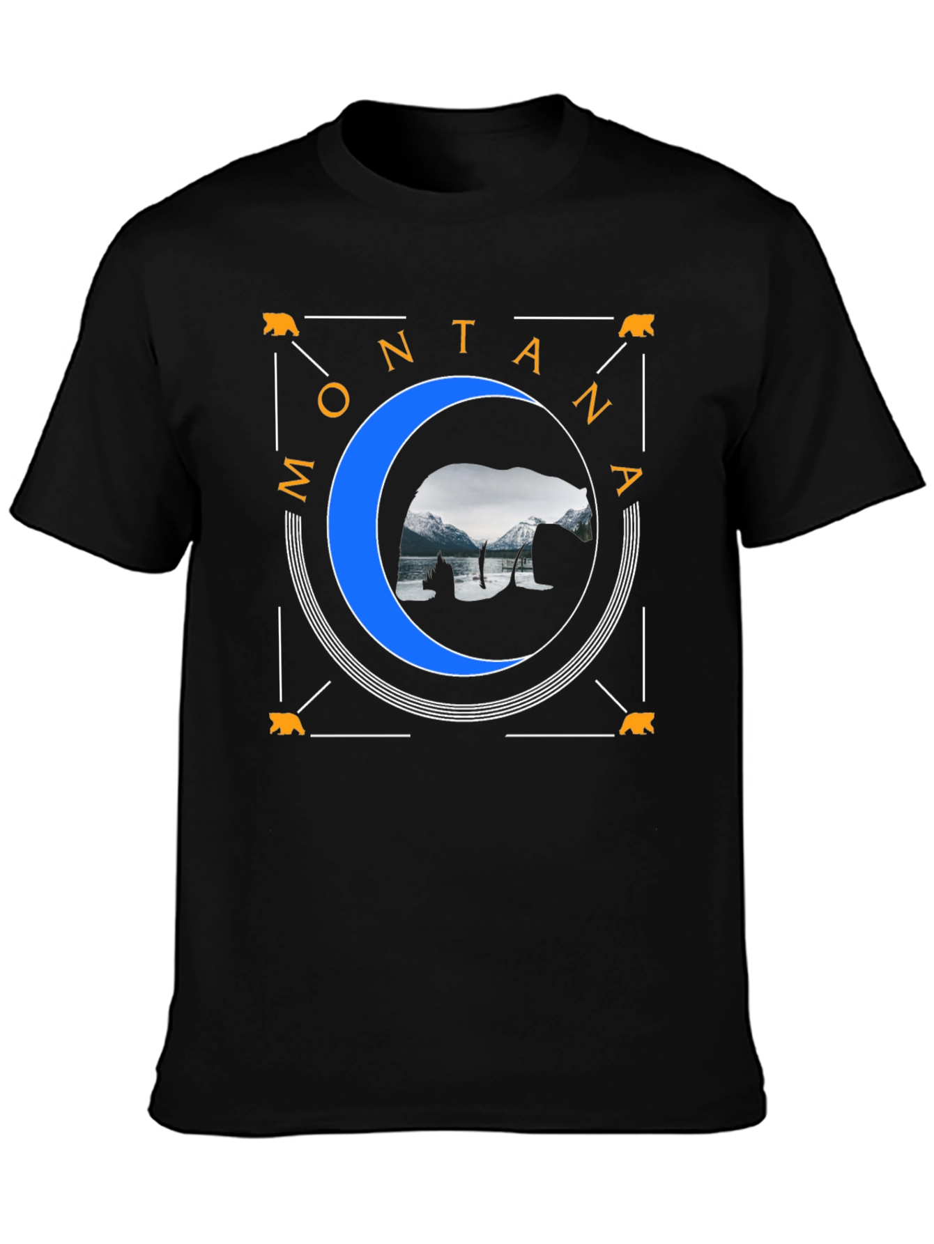Montana Bear Silhouette Graphic Tee - Black