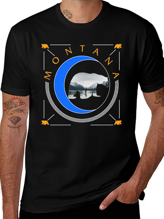 Montana Bear Silhouette Graphic Tee - Black