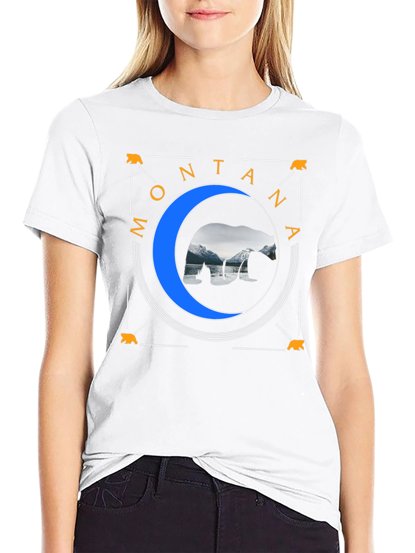 Montana Bear Silhouette Graphic Tee - Black