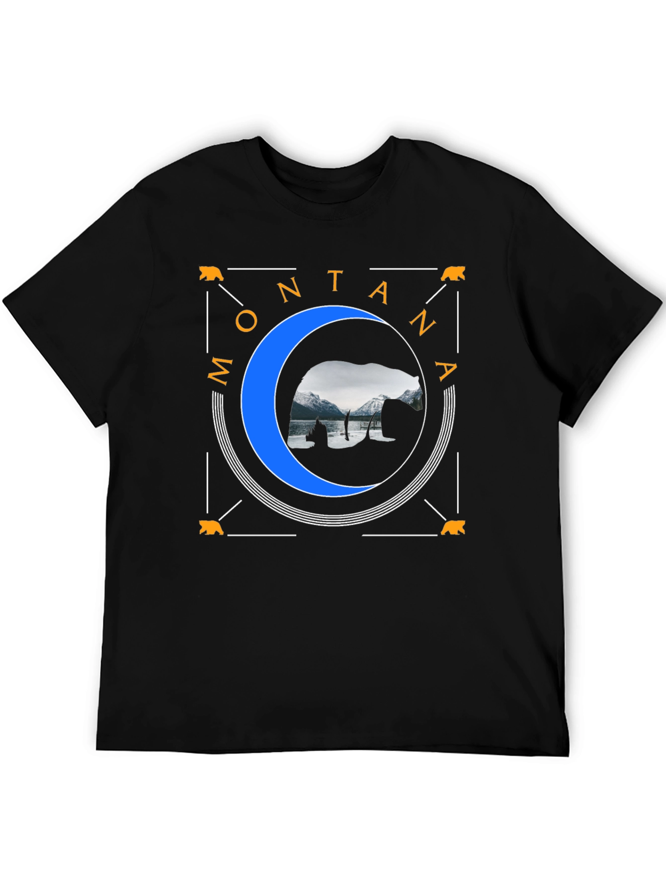 Montana Bear Silhouette Graphic Tee - Black