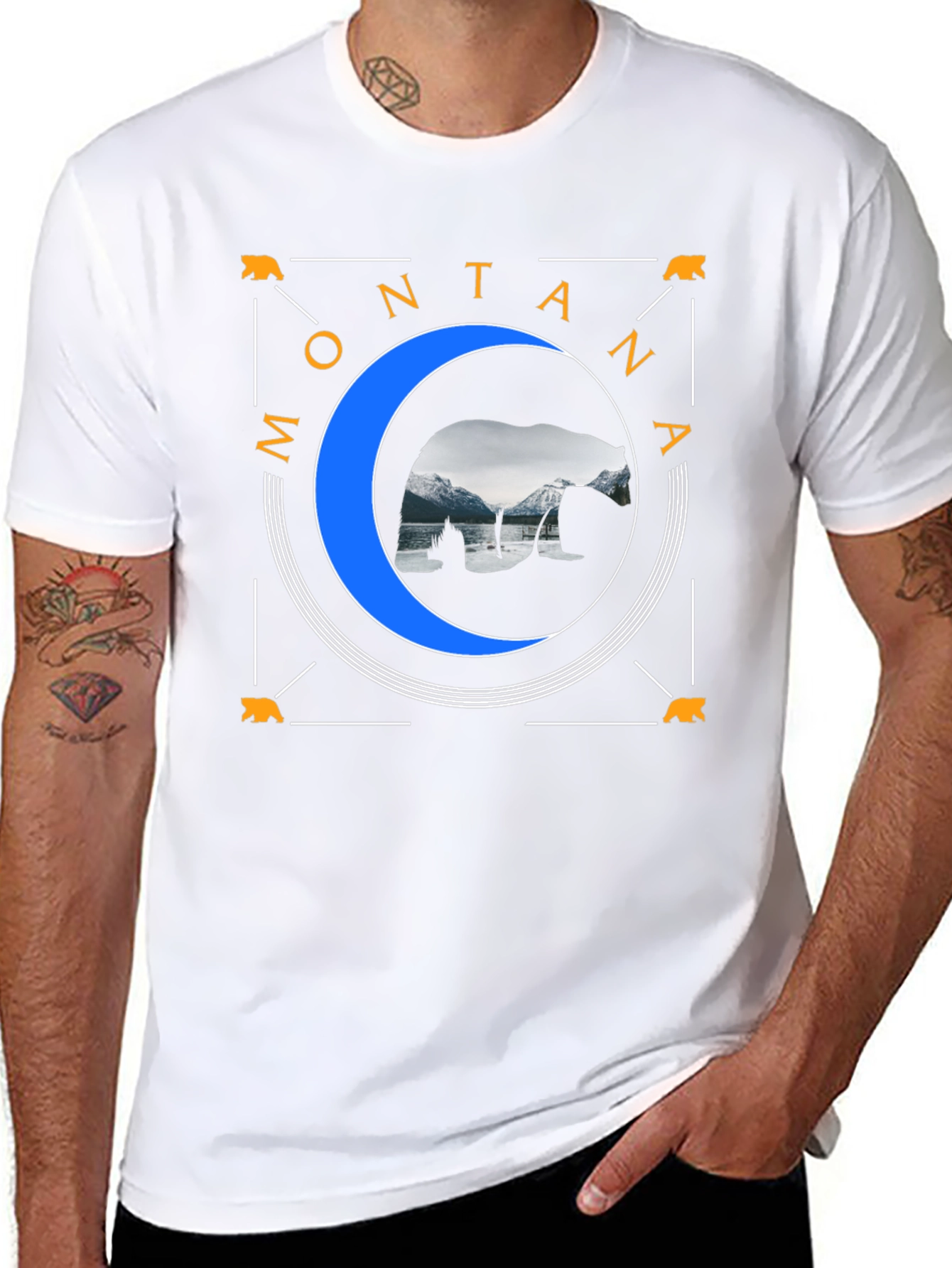 Montana Bear Silhouette Graphic Tee - Black