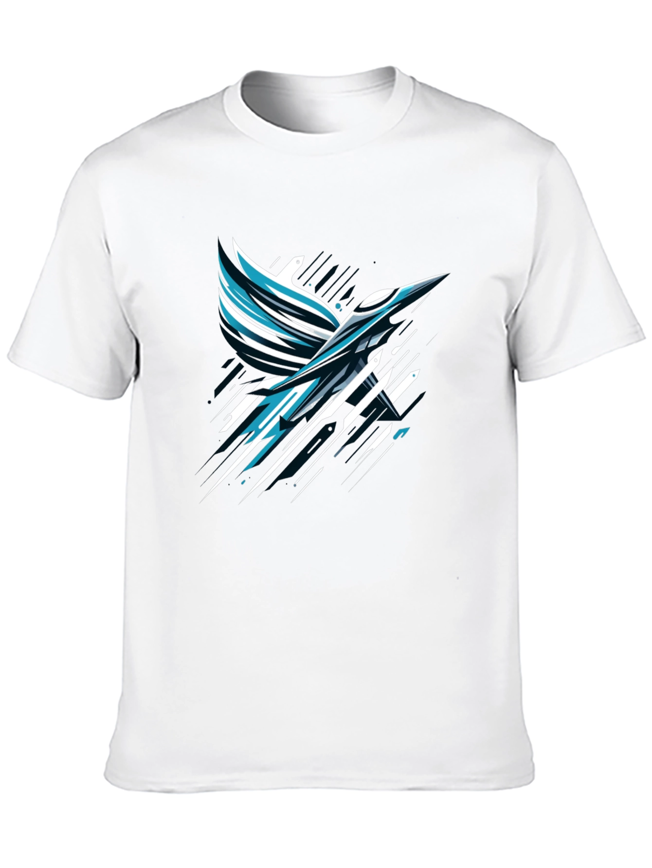 Abstract Bird Graphic Print Black T-Shirt