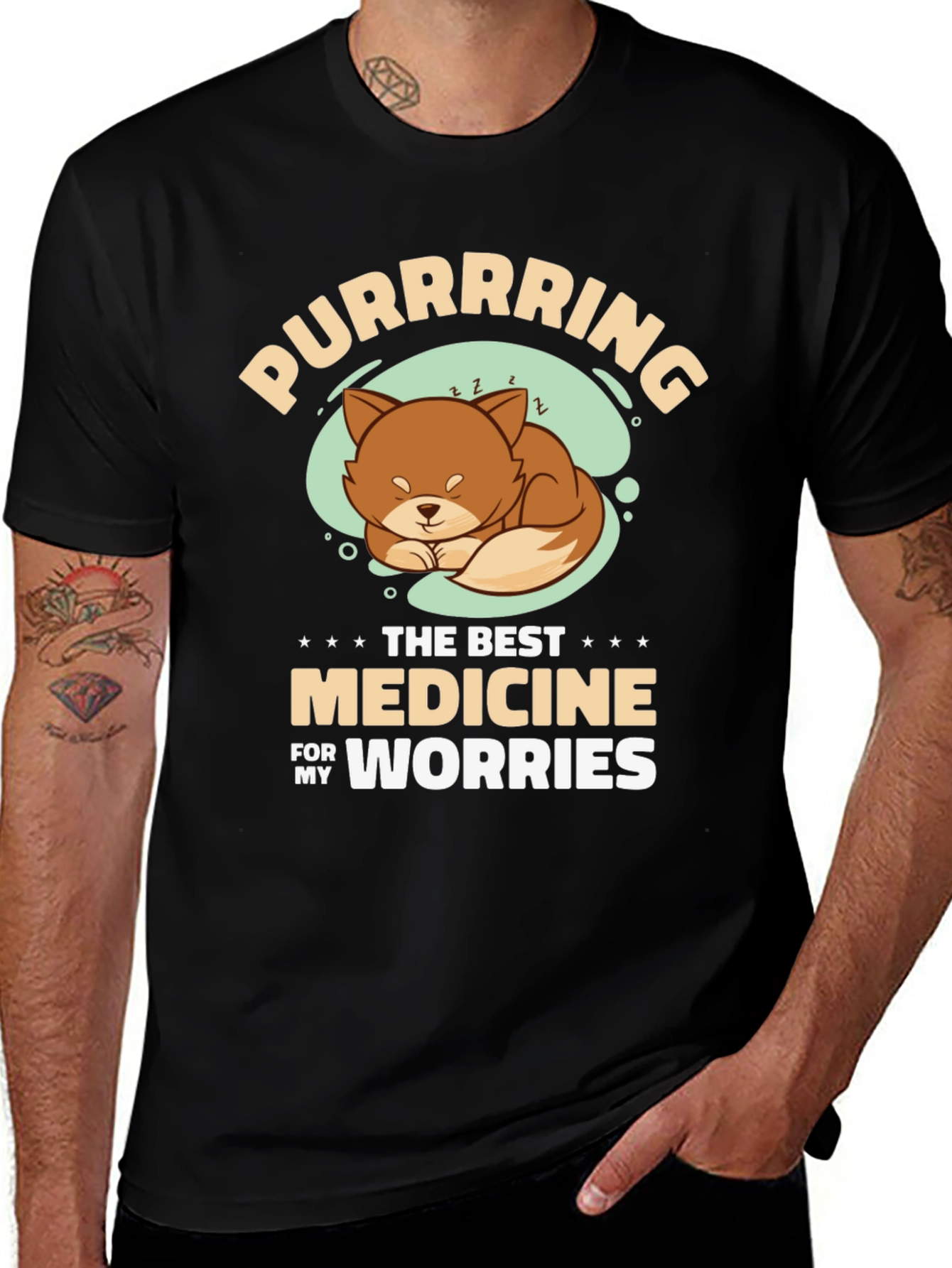 Purrrrring Cat Medicine Black T-Shirt