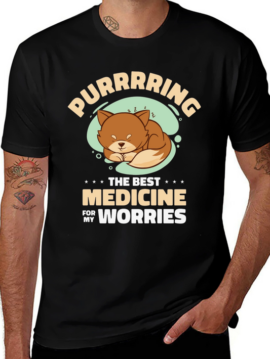 Purrrrring Cat Medicine Black T-Shirt
