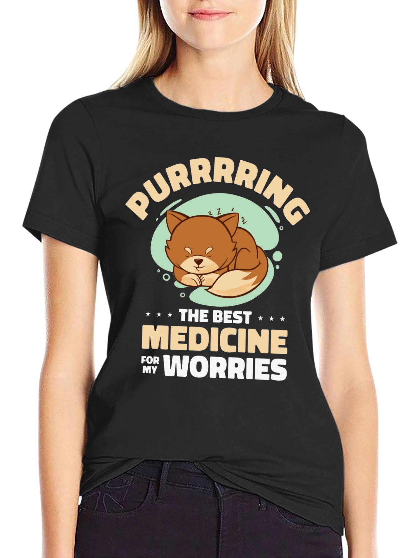 Purrrrring Cat Medicine Black T-Shirt