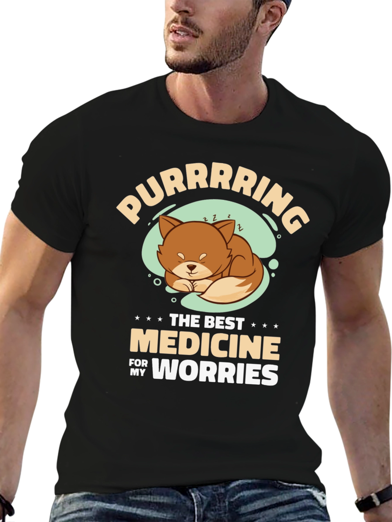 Purrrrring Cat Medicine Black T-Shirt