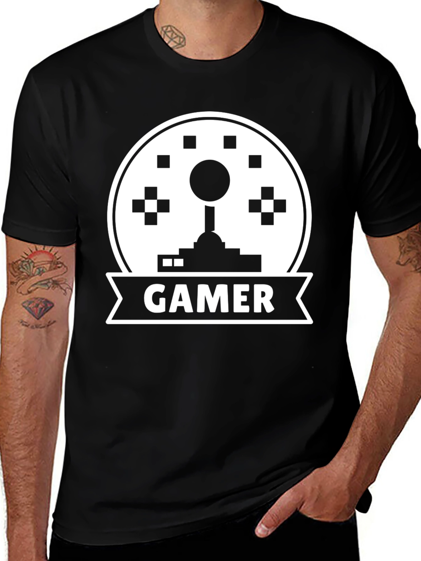 Gamer Joystick Graphic Tee - Black Cotton T-Shirt