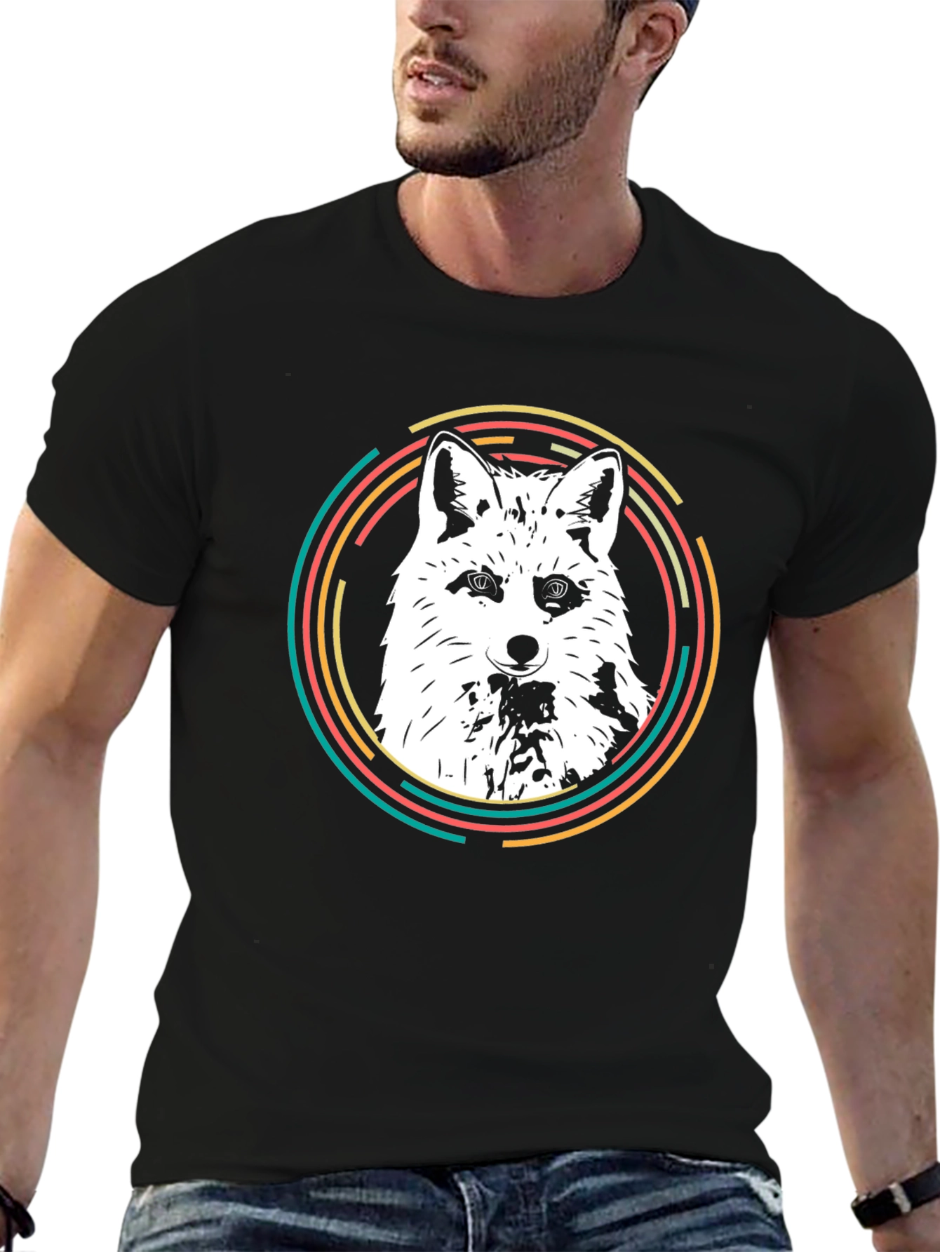 Fox Graphic Tee - Stylish Mens Black T-Shirt