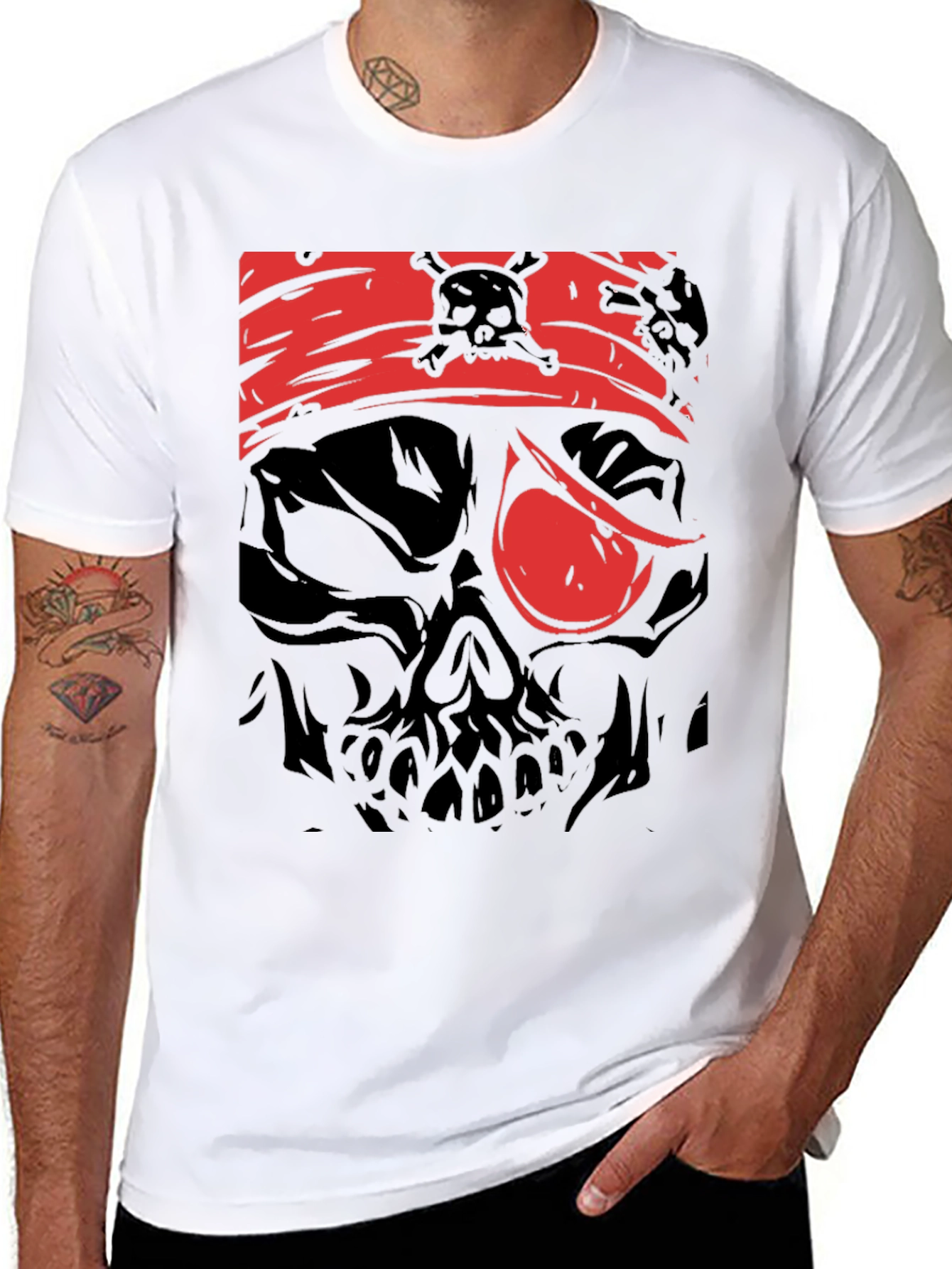 Pirate Skull Graphic Tee - Black Cotton T-Shirt