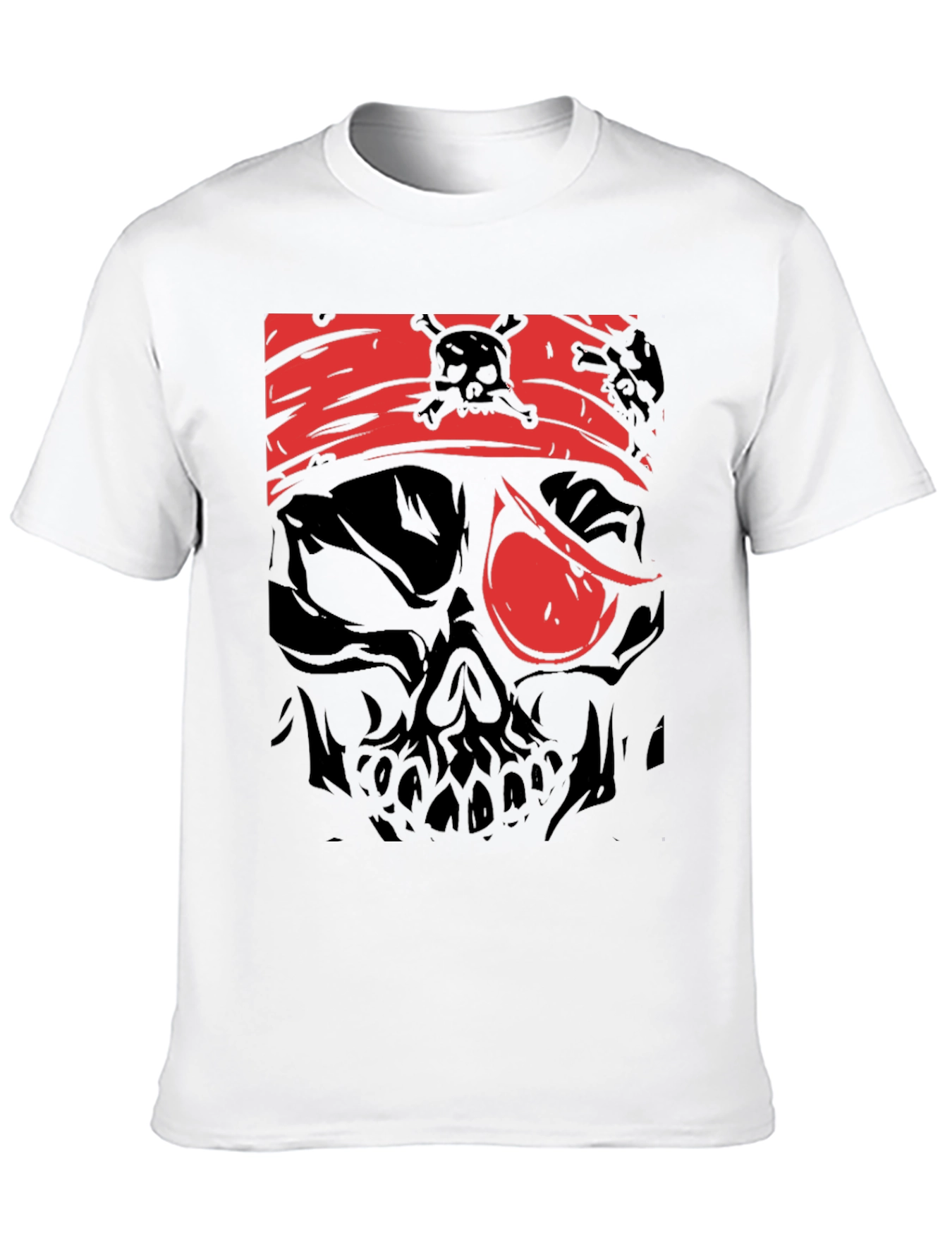 Pirate Skull Graphic Tee - Black Cotton T-Shirt