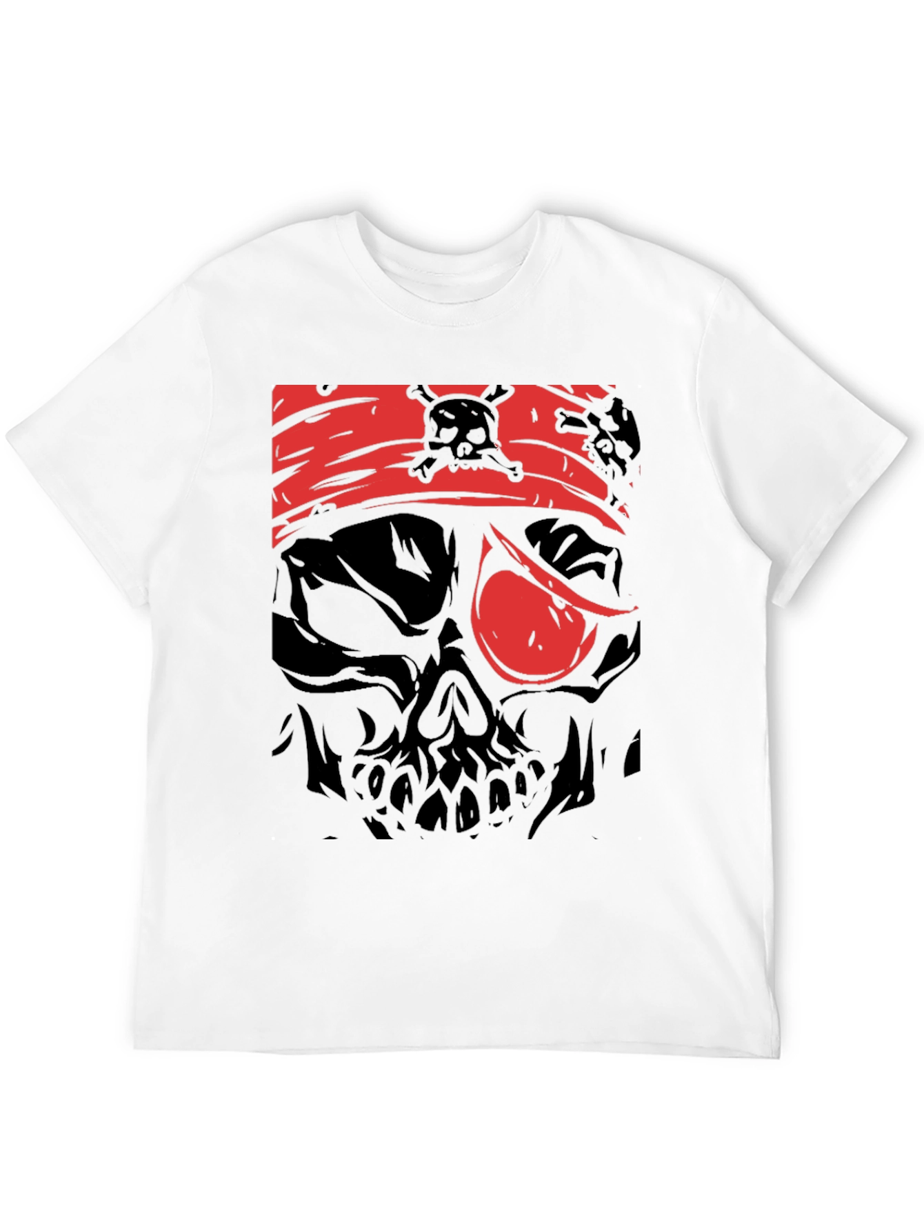Pirate Skull Graphic Tee - Black Cotton T-Shirt
