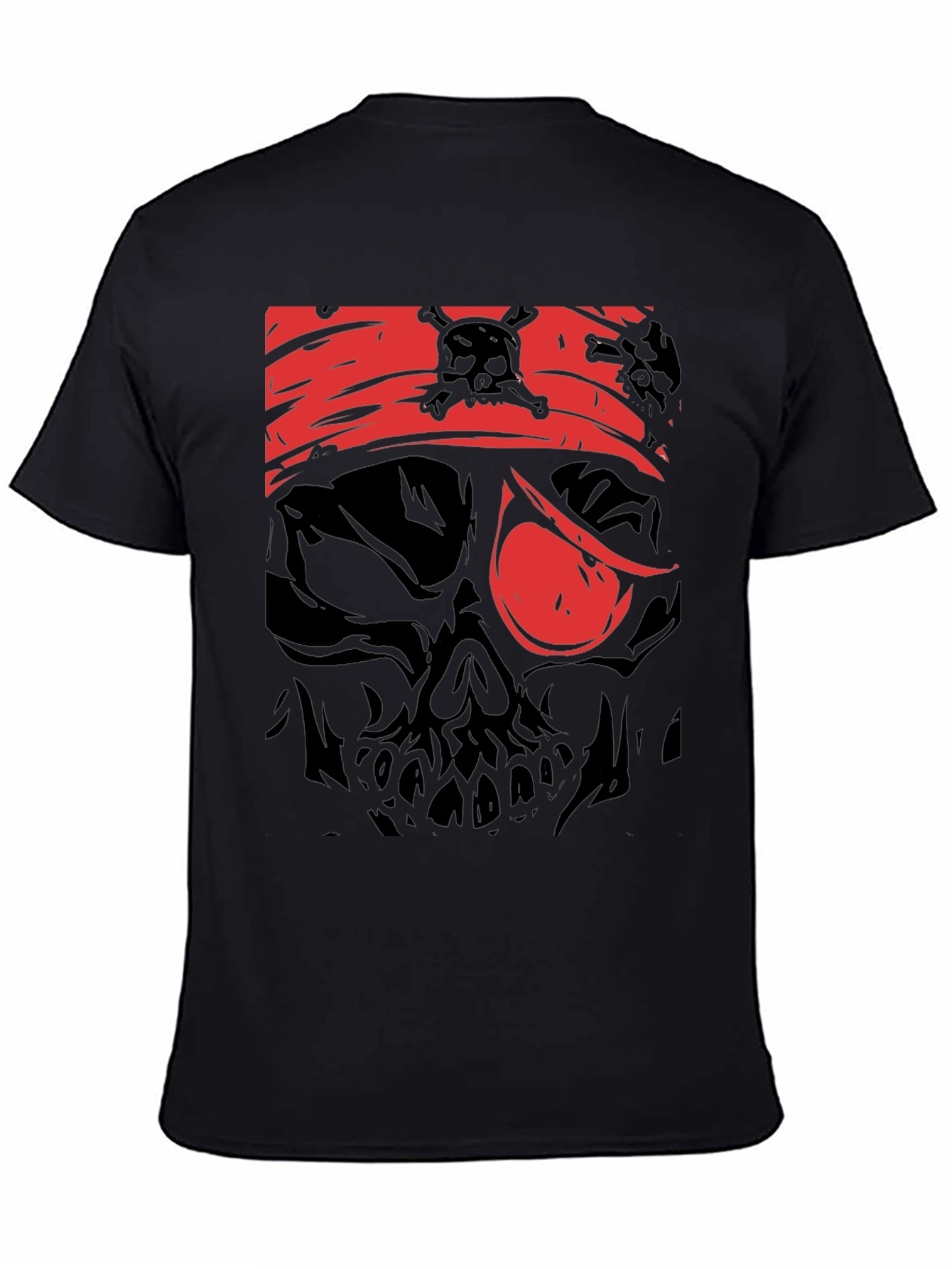 Pirate Skull Graphic Tee - Black Cotton T-Shirt