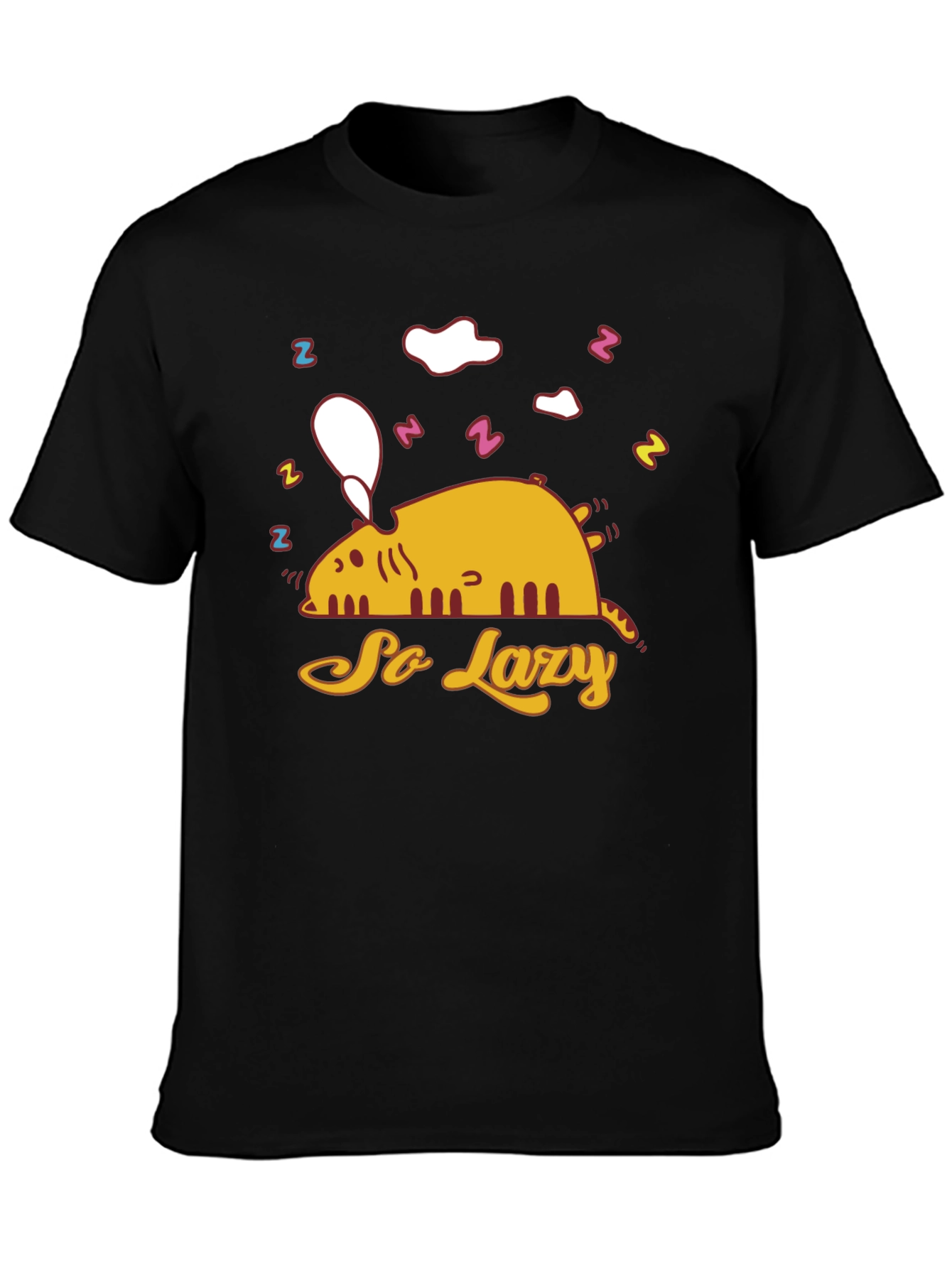 Lazy Cat Graphic Tee - Funny Sleepy T-Shirt