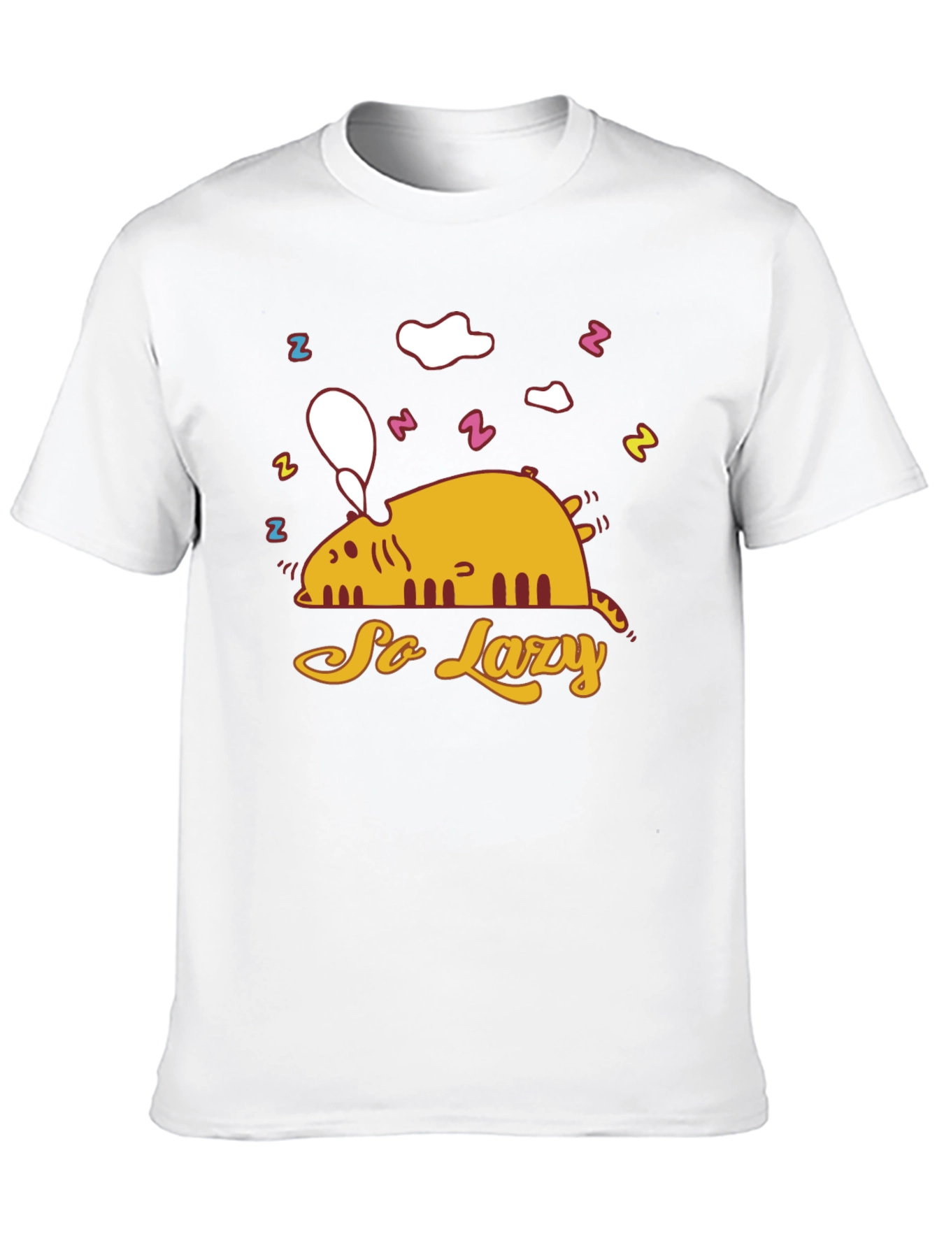 Lazy Cat Graphic Tee - Funny Sleepy T-Shirt