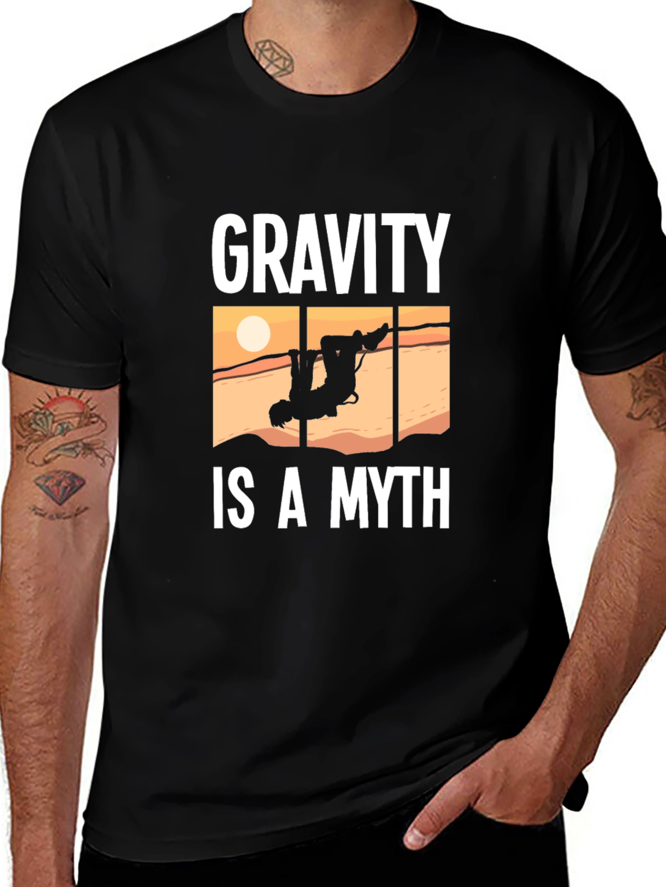 Gravity Is A Myth Funny Climbing T-Shirt
