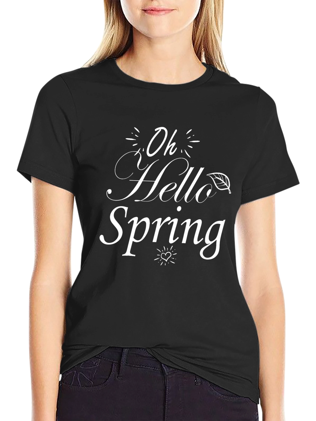 Oh Hello Spring Black Graphic Tee