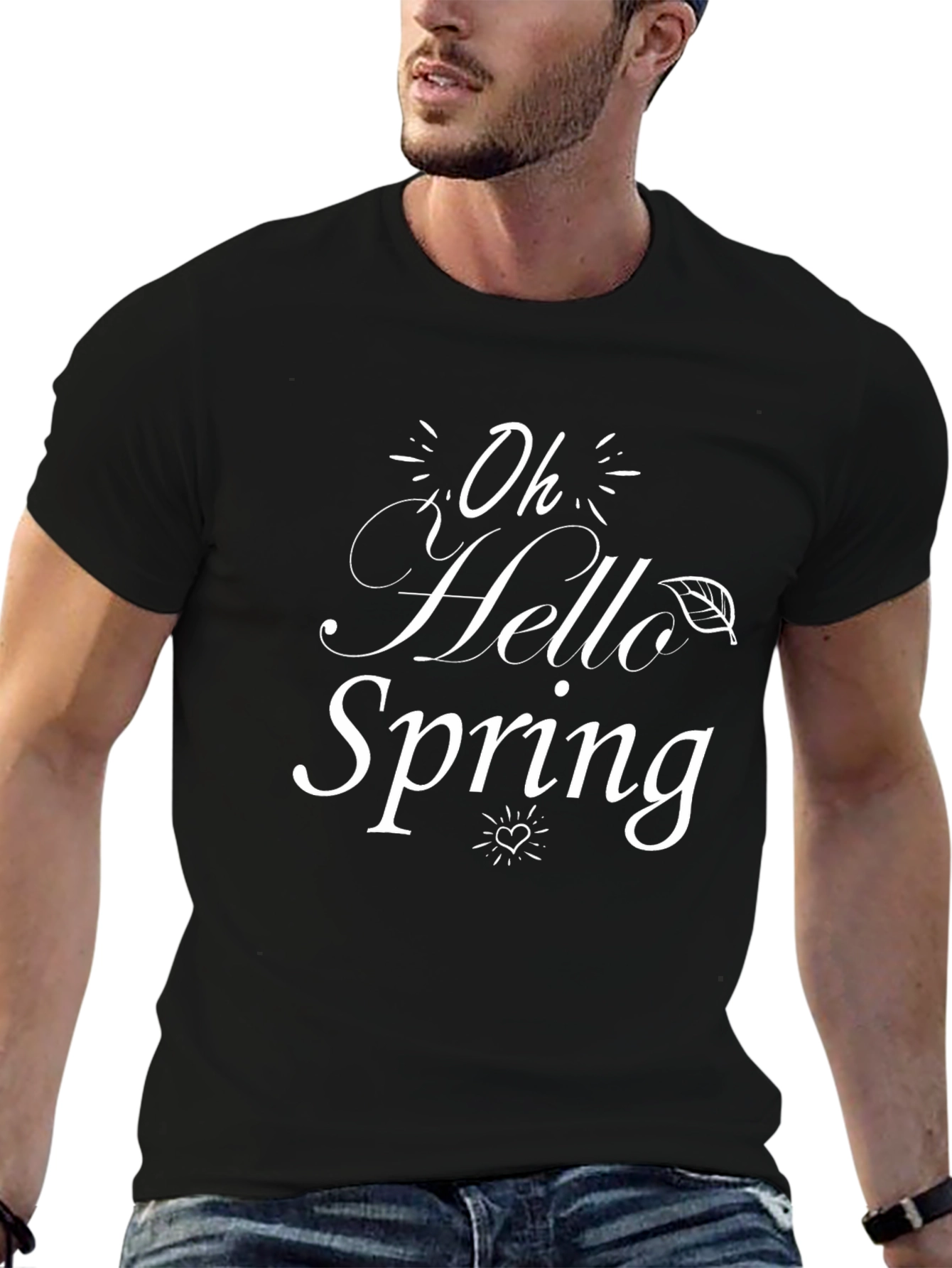 Oh Hello Spring Black Graphic Tee