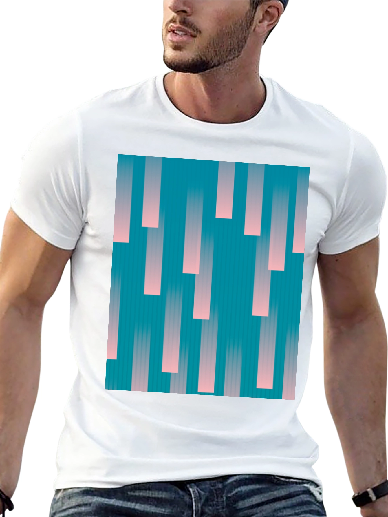 Retro Vertical Stripe Graphic Tee