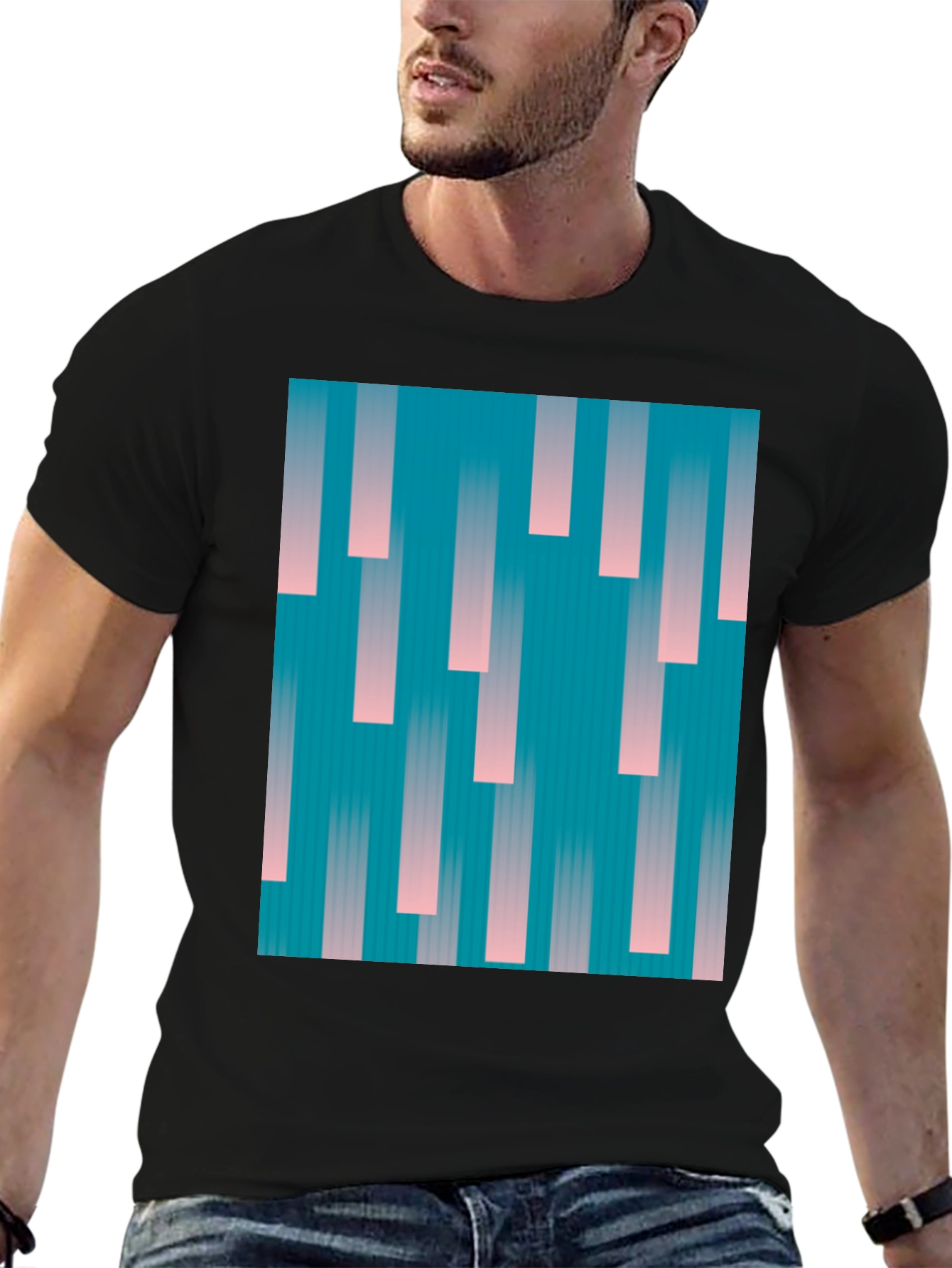 Retro Vertical Stripe Graphic Tee