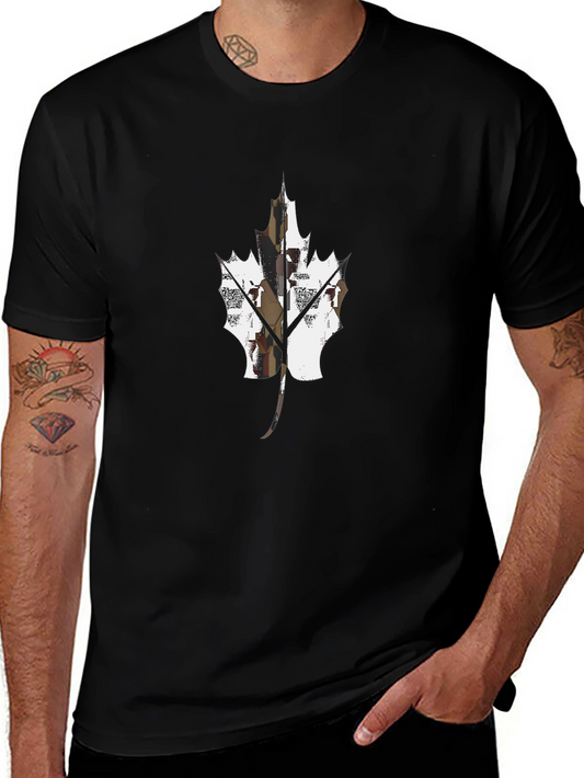 Maple Leaf Camo Print Black T-Shirt