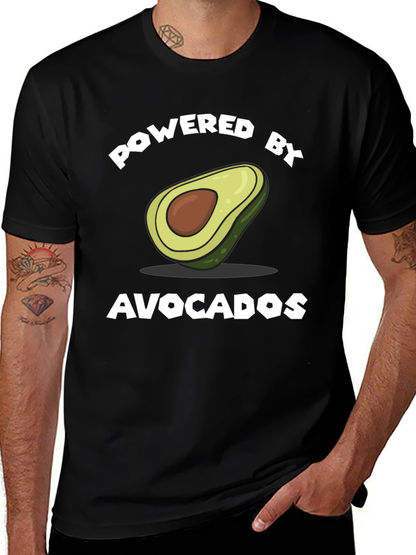 Powered by Avocados T-Shirt - Funny Graphic Tee