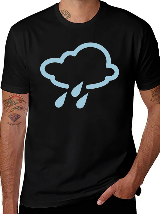Rain Cloud Graphic Tee - Black Cotton T-Shirt