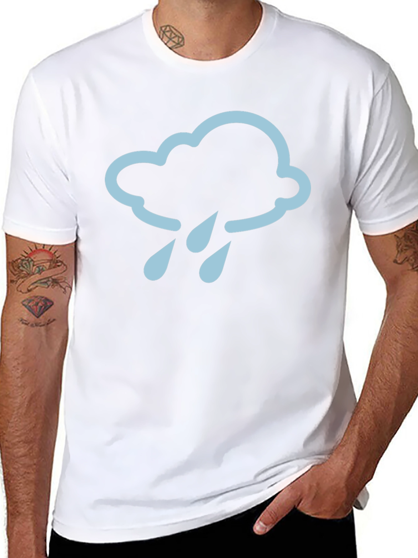 Rain Cloud Graphic Tee - Black Cotton T-Shirt