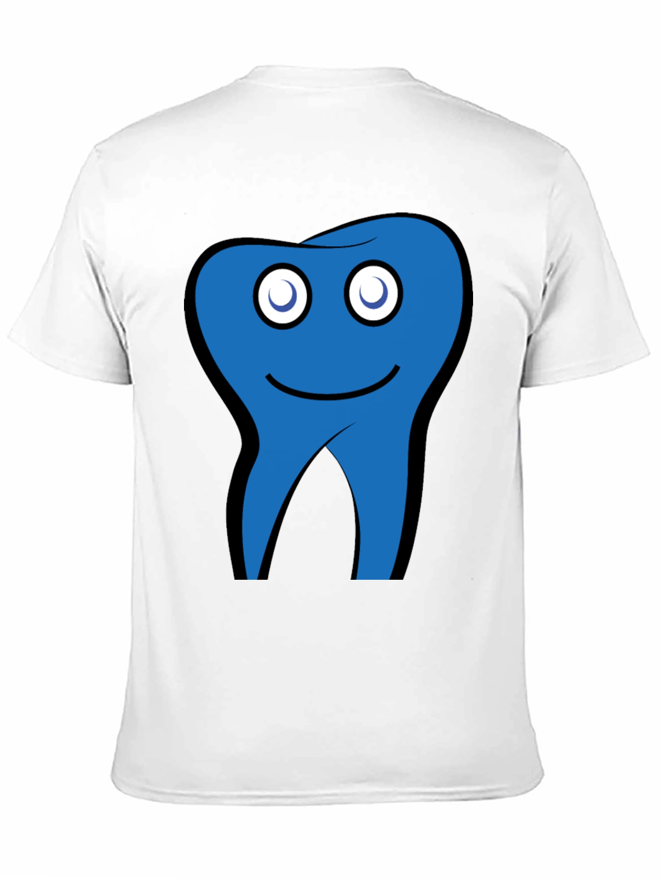 Funny Blue Tooth Cartoon Graphic Black T-Shirt