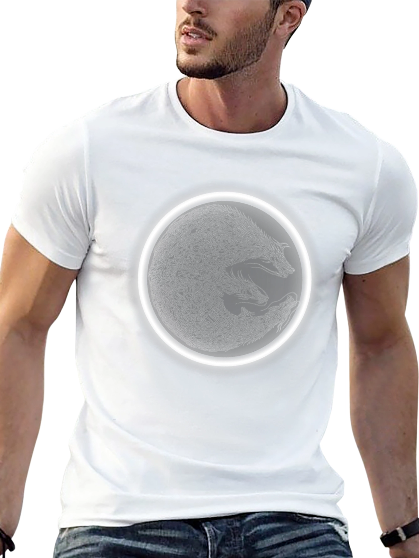 Wolf Pack Circle Graphic Tee - Black Cotton Blend