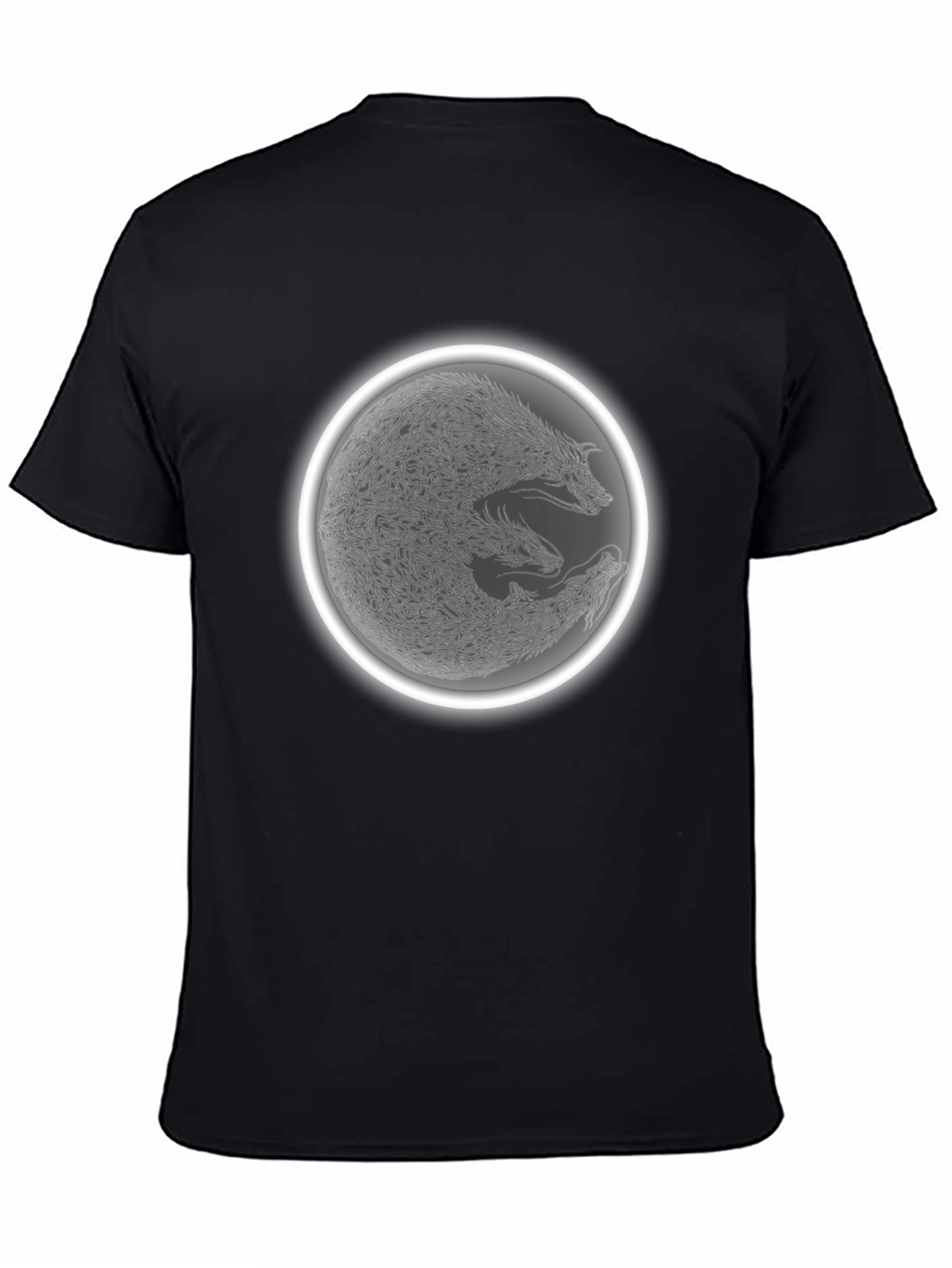 Wolf Pack Circle Graphic Tee - Black Cotton Blend