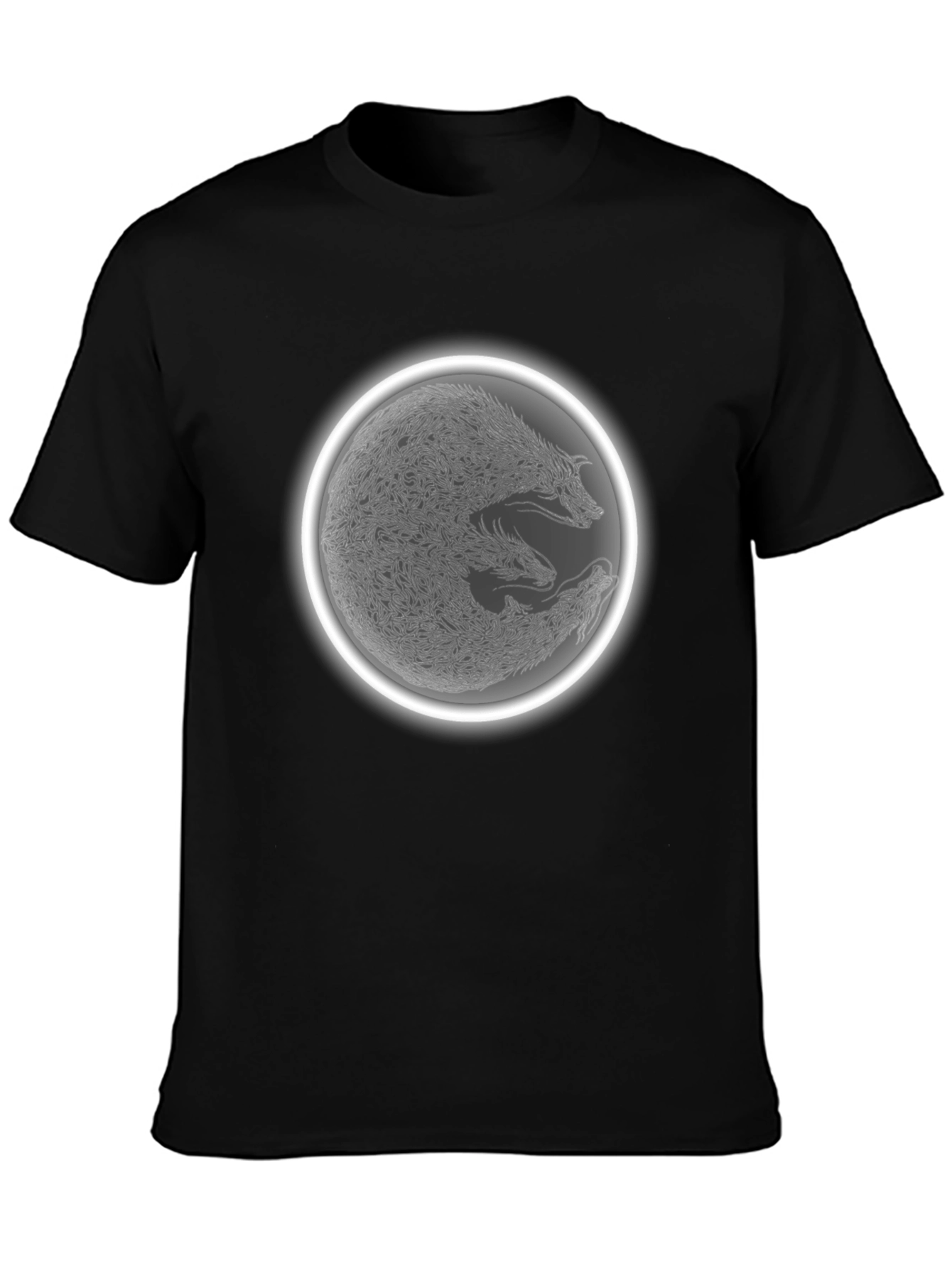 Wolf Pack Circle Graphic Tee - Black Cotton Blend