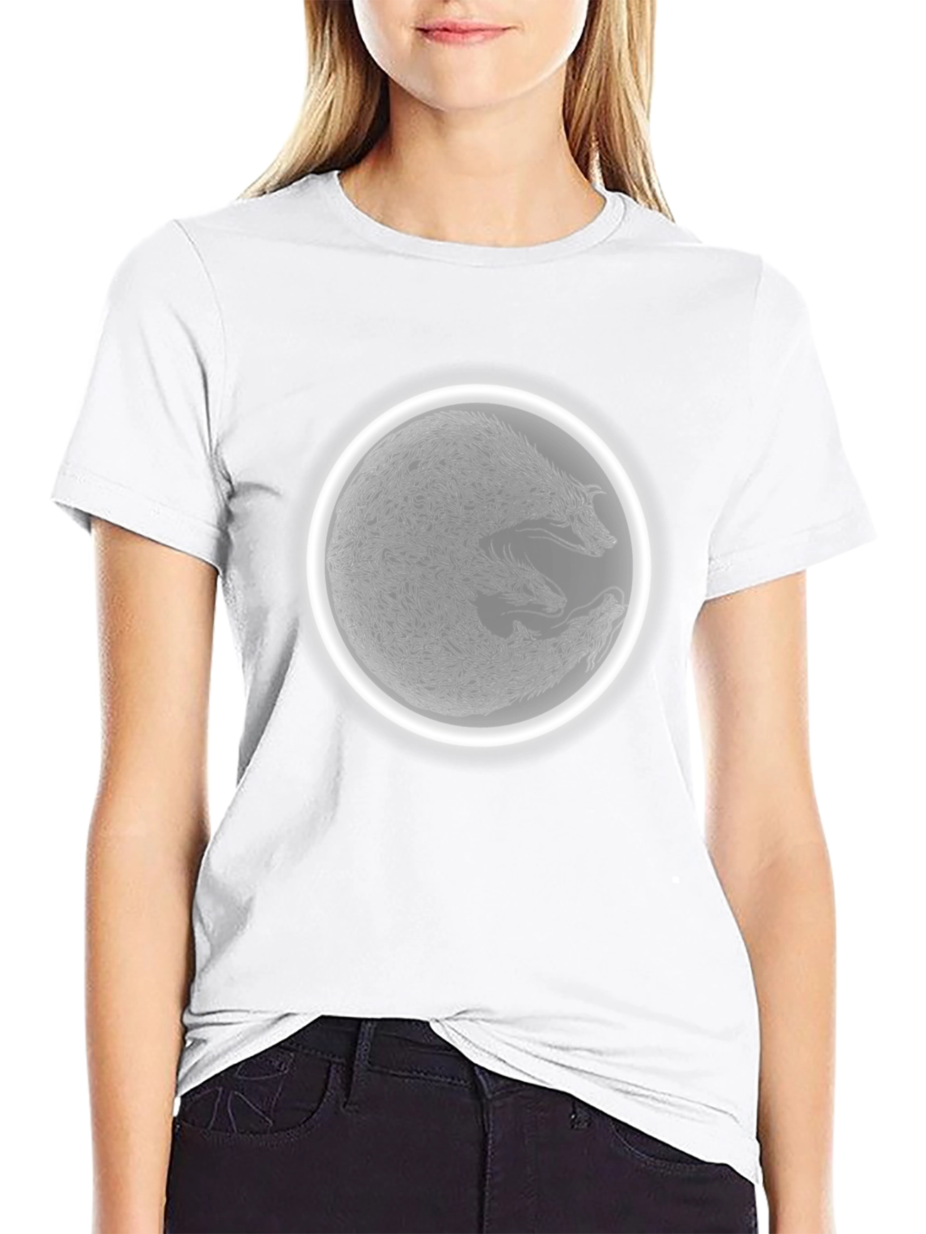 Wolf Pack Circle Graphic Tee - Black Cotton Blend