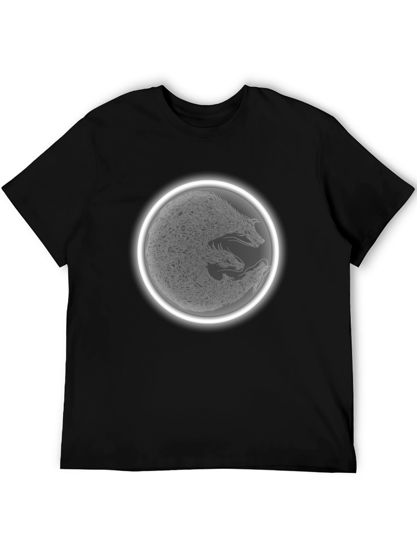 Wolf Pack Circle Graphic Tee - Black Cotton Blend