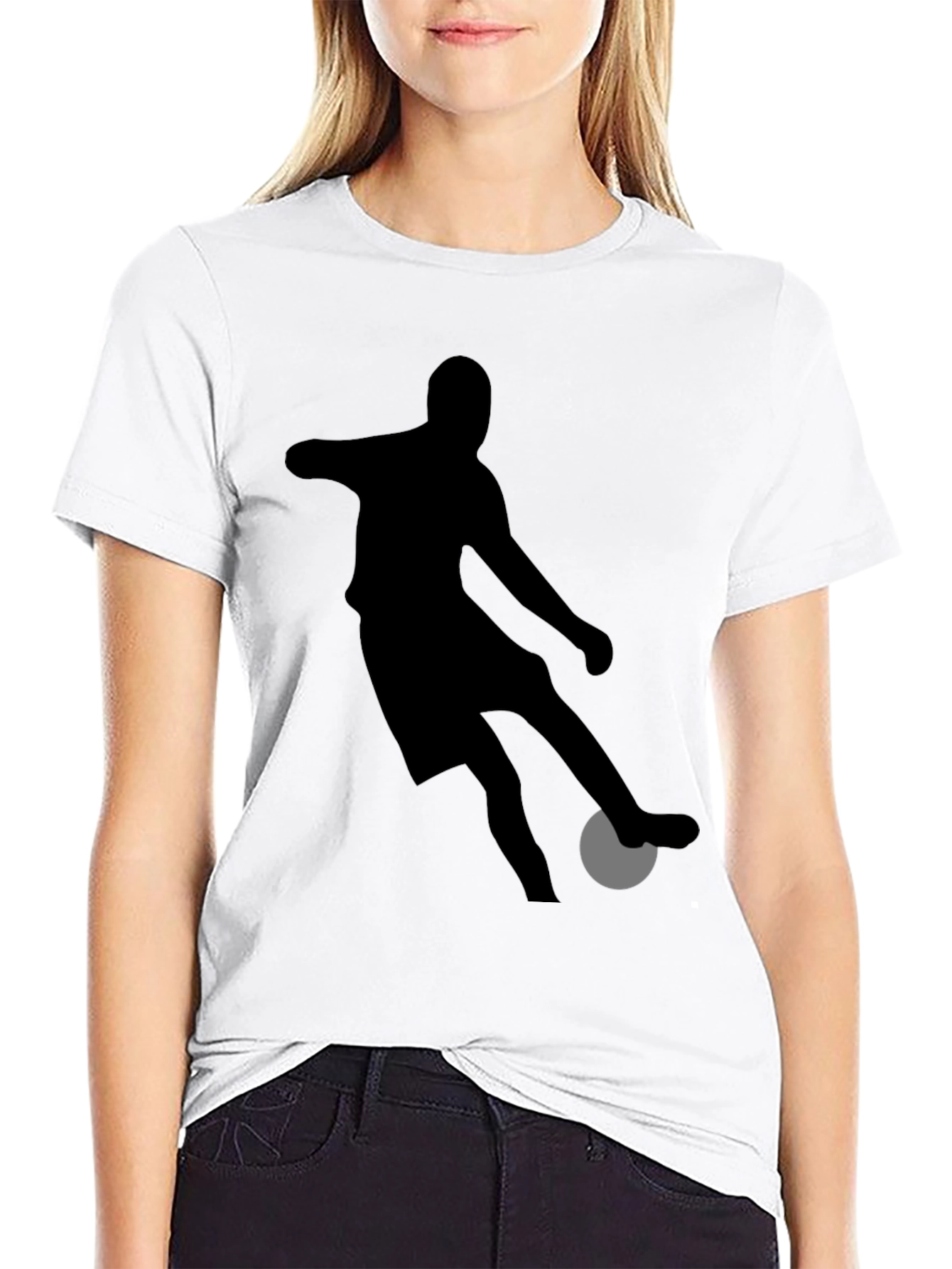 Soccer Player Graphic Tee - Black Cotton Shirt