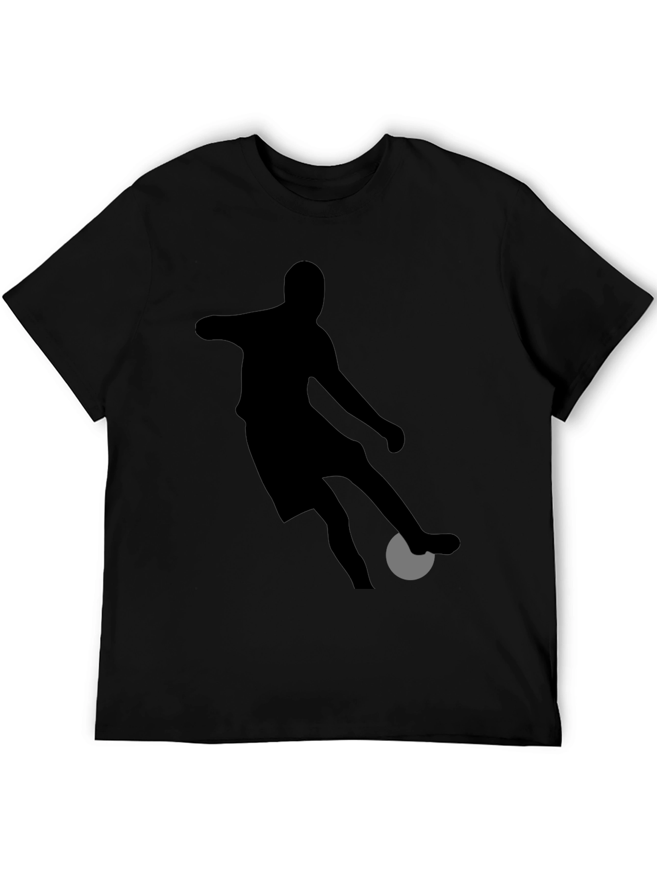 Soccer Player Graphic Tee - Black Cotton Shirt