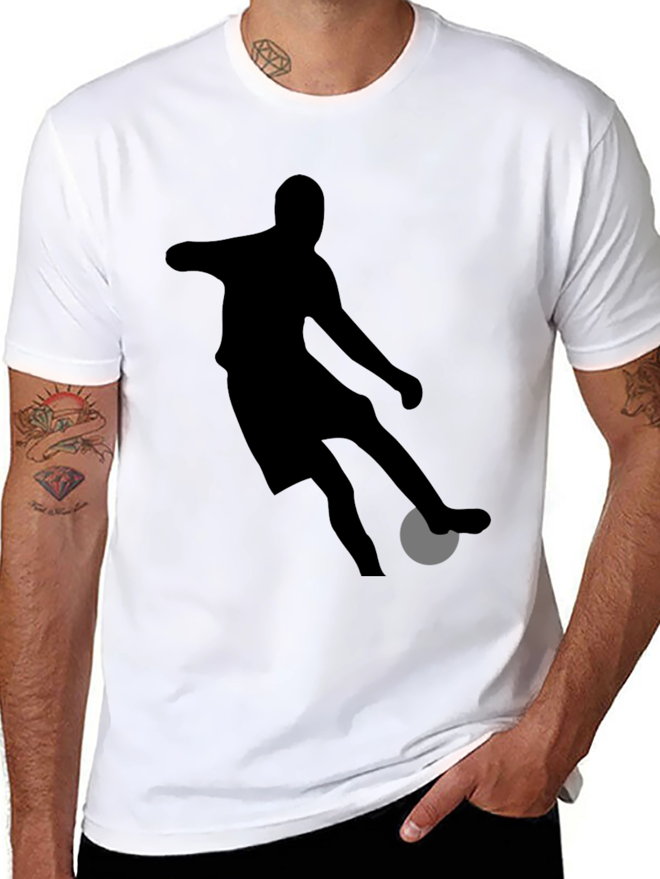 Soccer Player Graphic Tee - Black Cotton Shirt
